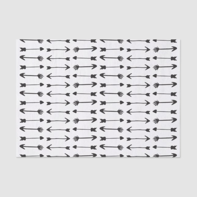 Modern Black and White Hand Drawn Arrows Tissue Paper (Front)