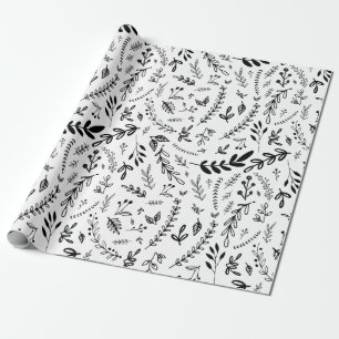 Modern Black and White Hand Drawn Wrapping Paper