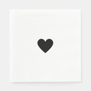 Modern Black and White Heart Napkin