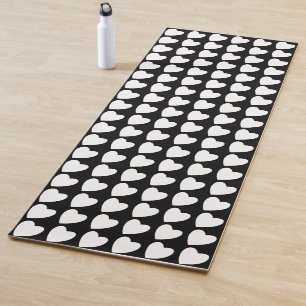 Modern Black and White Heart Pattern Yoga Mat
