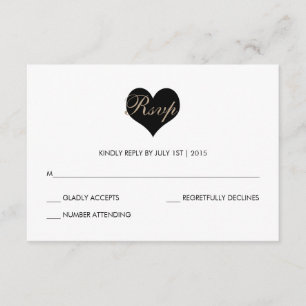 Modern Black and White Heart RSVP Card