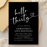 Modern Black and White Hello 30th Birthday Party Invitation<br><div class="desc">Celebrate your big 3-0 with our Modern Elegant Black and White Hello 30th Birthday Party Invitation! Featuring a striking combination of bold black and crisp white, this stylish invitation exudes sophistication and energy. Sleek typography and contemporary design elements make it the perfect way to announce your milestone celebration. Personalize it...</div>