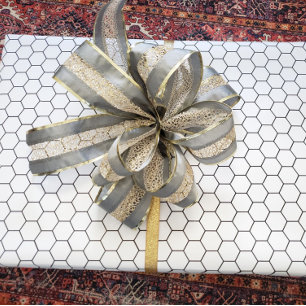 Modern Black and White Hex Tile Design Wrapping Paper