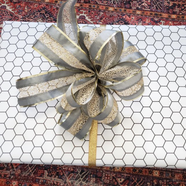 Modern Black and White Hex Tile Design Wrapping Paper (Creator Uploaded)