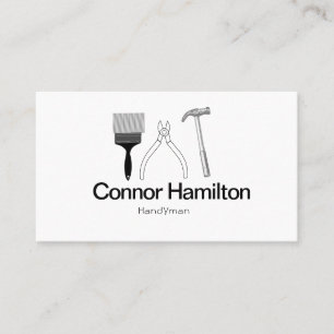 Modern Black And White Home Repair Illustrative  Business Card