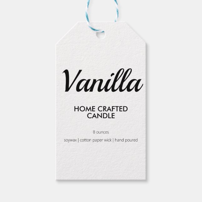 Modern Black and White Homemade Candle Label Tag (Front)