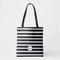 Modern black and white horizontal stripes monogram