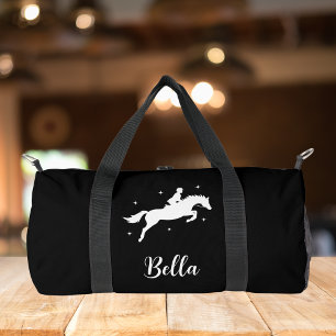 Modern Black and White Horseriding Equestrian Duffle Bag