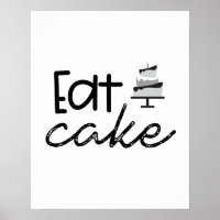 Modern black and white Illustration Eat Cake