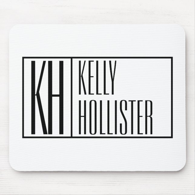Modern, Black and White, Initials & Name Logo Mouse Mat (Front)