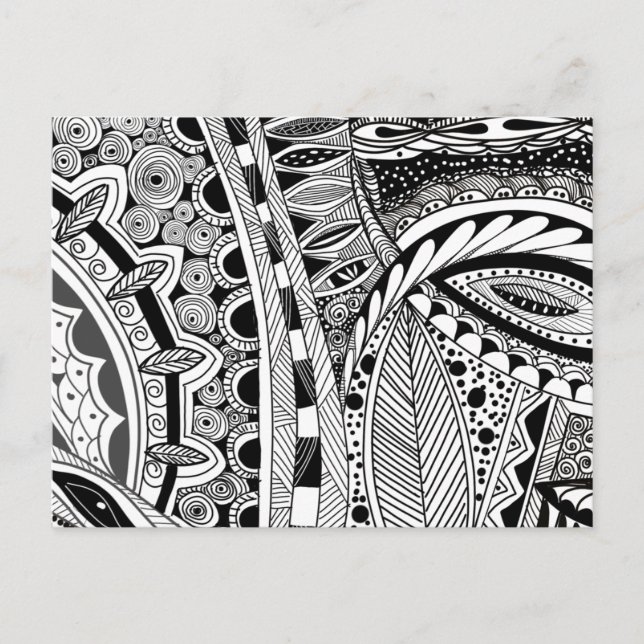 Modern black and white ink abstract city  postcard (Front)