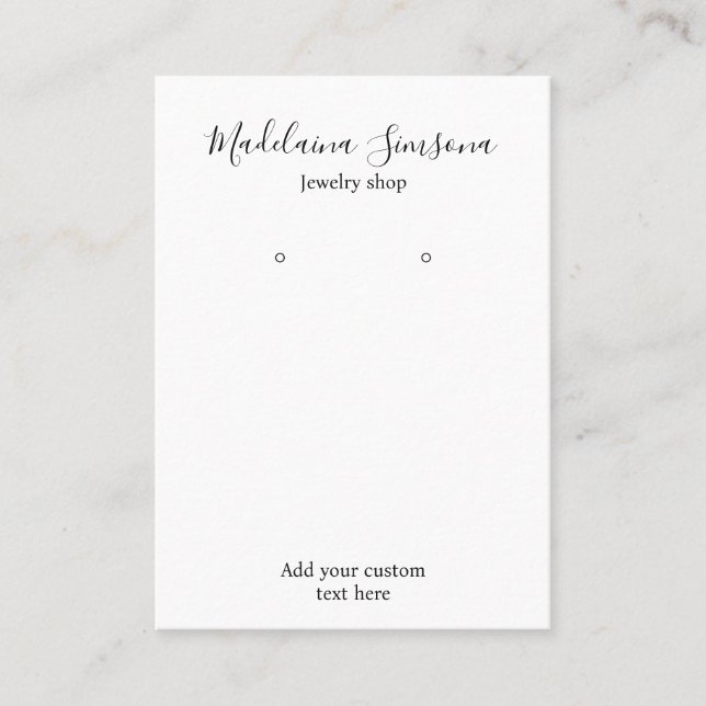 Modern black and white jewellery earring display  business card (Front)