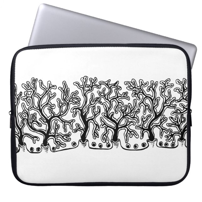 Modern Black and White Joshua Tree Neoprene Laptop Sleeve (Front)