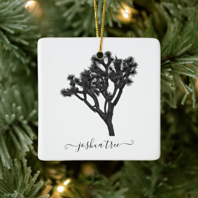 Modern Black And White Joshua Tree Silhouette Ceramic Ornament (Tree)