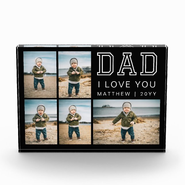 Modern Black and White Keepsake I Love You Dad Photo Block (Front)