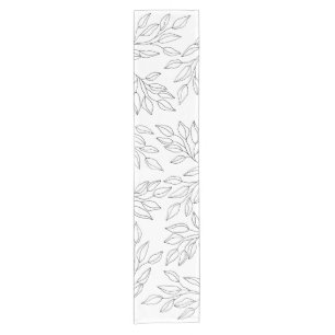Modern Black and White Leaves Short Table Runner