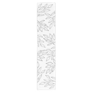 Modern Black and White Leaves Short Table Runner