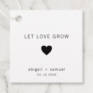 Modern Black and White Let Love Grow Wedding Favour Tags