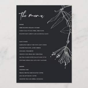 MODERN BLACK AND WHITE LINE DRAWING FLORAL MENU
