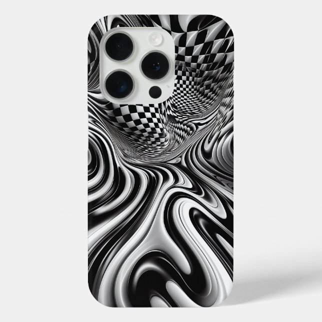 Modern Black and White Liquid Swirl Phone Case  (Back)