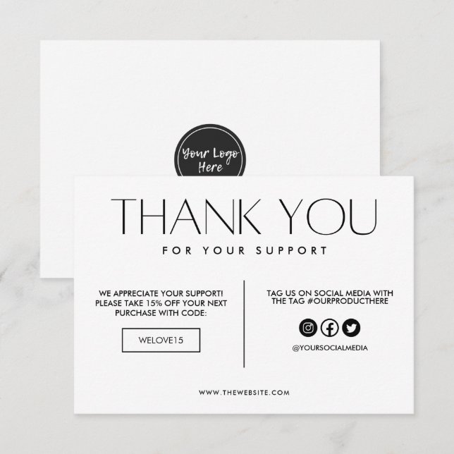 Modern Black and White Logo Media Insert (Front/Back)