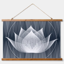   Modern Black and White Lotus Trippy Moiré Effect
