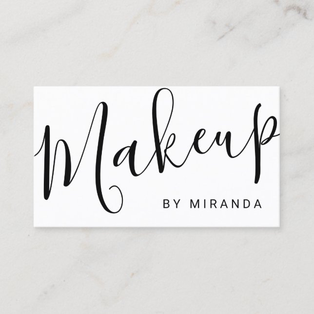 Modern Black and White Makeup Artist Appointment Card (Front)