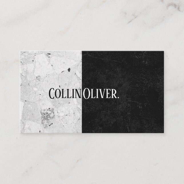 Modern Black And White Marble Business Card (Front)