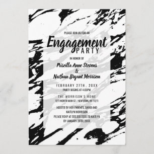 Modern Black and White Marble Pattern Invitation