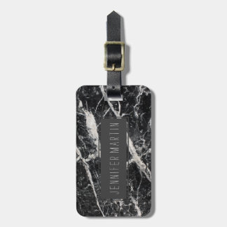 Modern Black and White Marble Pattern Luggage Tag