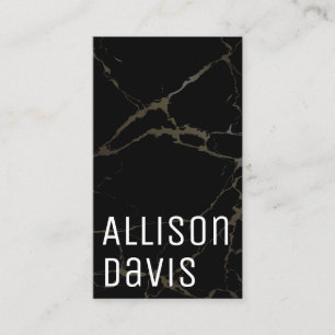 Modern Black and White Marble QR Code Business Card