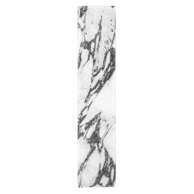 Modern Black and White Marble Stone Short Table Runner (Front)