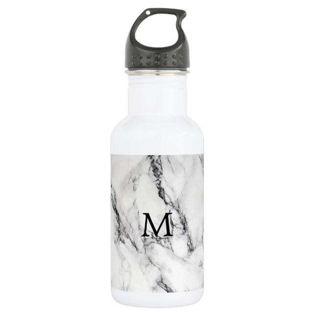 Modern Black And White Marbled 532 Ml Water Bottle (Front)