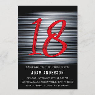 Modern Black And White Men's 18th Birthday Invitation