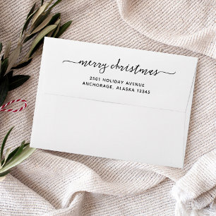 Modern Black and White Merry Christmas Envelope
