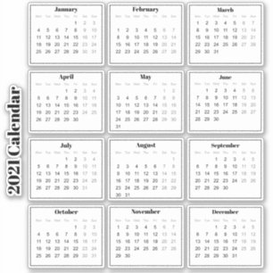 Modern Black and White Mini 2021 Planner Calendar