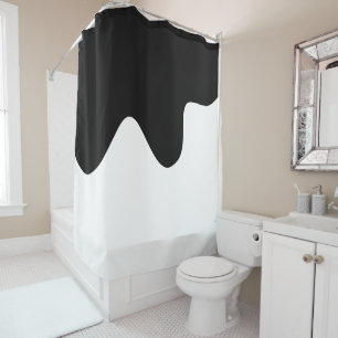 Modern Black and White Minimal Abstract art Shower Curtain