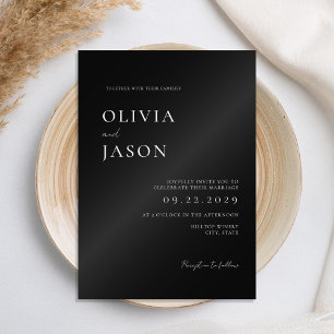 Modern Black and White Minimal Wedding Acrylic Invitations