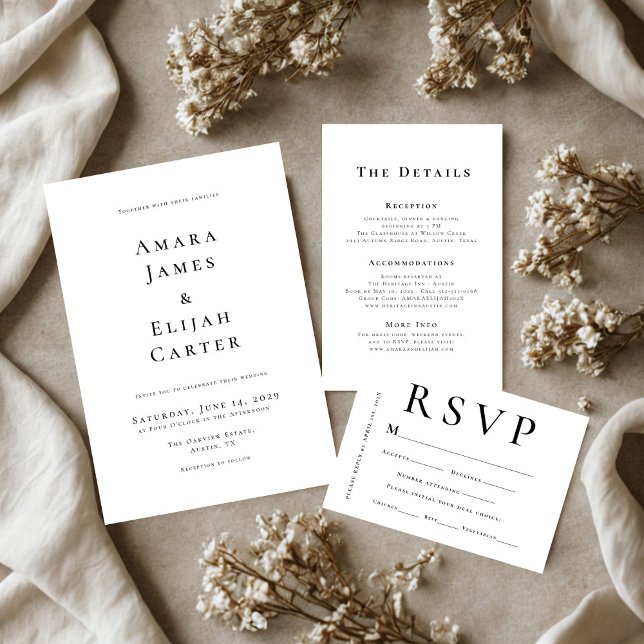 Modern Black and White Minimal Wedding Invitation (Creator Uploaded)