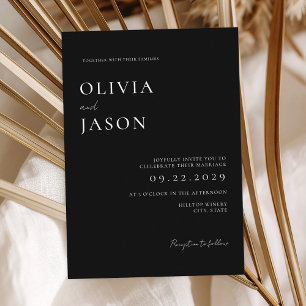 Modern Black and White Minimal Wedding Invitation