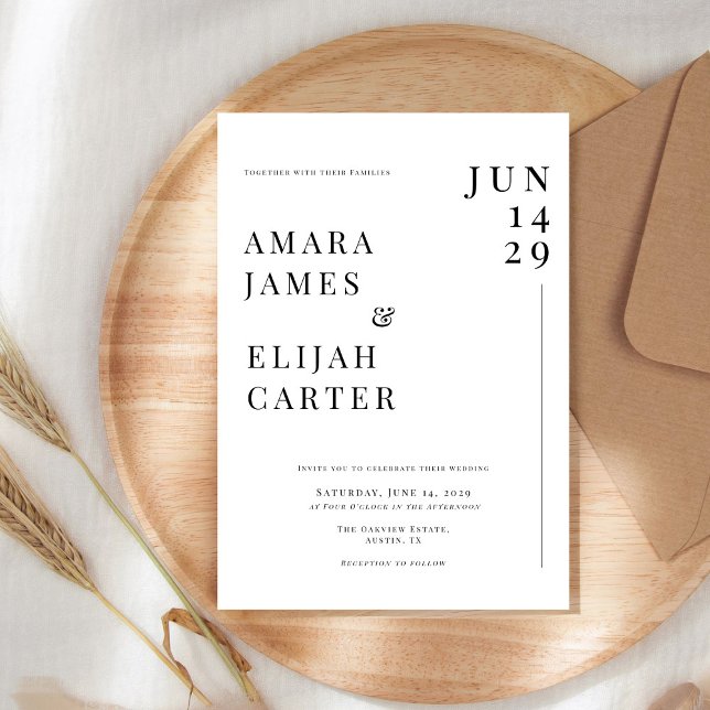 Modern Black and White Minimal Wedding Invitation (Creator Uploaded)