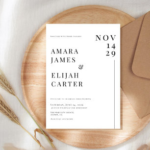 Modern Black and White Minimal Wedding Invitation