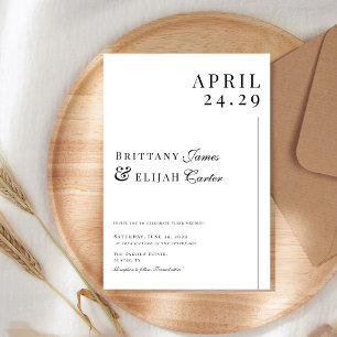 Modern Black and White Minimal Wedding Invitation