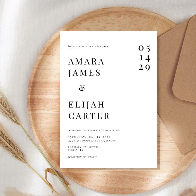 Modern Black and White Minimal Wedding Invitation (Creator Uploaded)