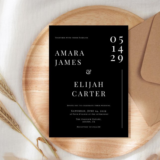Modern Black and White Minimal Wedding Invitation (Creator Uploaded)