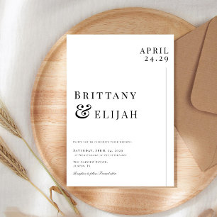 Modern Black and White Minimal Wedding Invitation