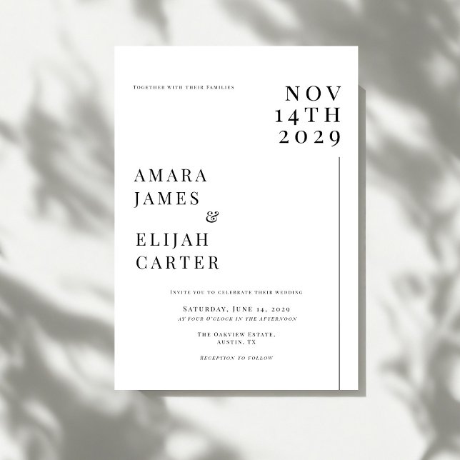 Modern Black and White Minimal Wedding Invitation (Creator Uploaded)