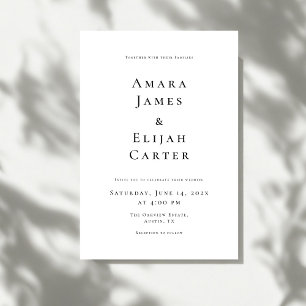 Modern Black and White Minimal Wedding Invitation