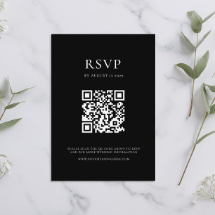 Modern Black and White Minimal Wedding RSVP Card