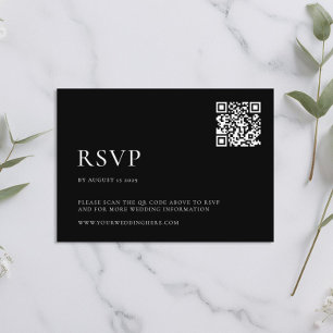 Modern Black and White Minimal Wedding RSVP Card
